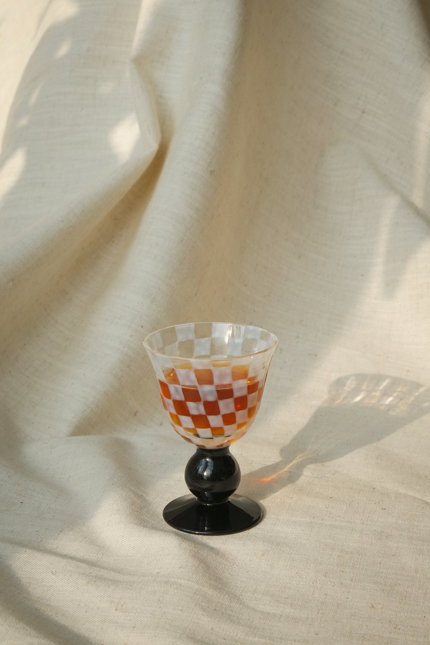 Hirota Glass Taisho Roman Checkered Tile Stemmed Glass Short