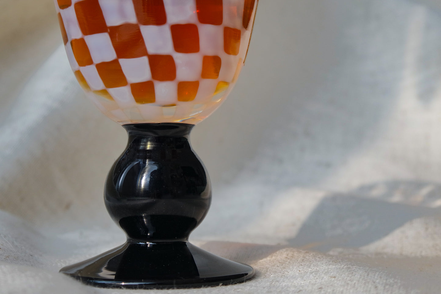 Hirota Glass Taisho Roman Checkered Tile Stemmed Glass Short