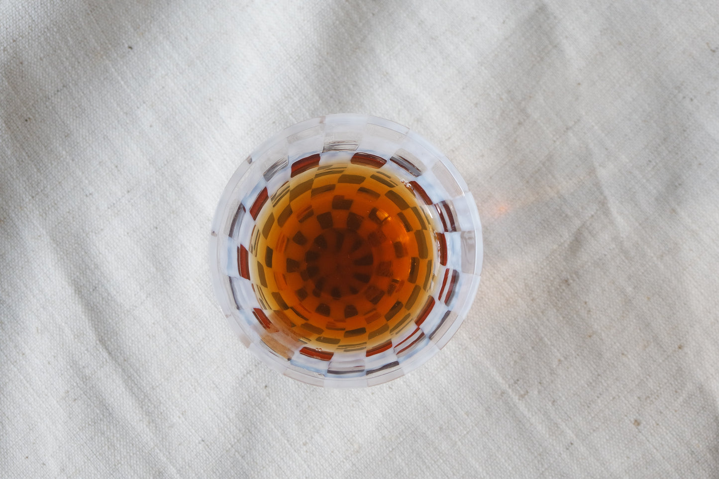 Hirota Glass Taisho Roman Checkered Tile Stemmed Glass Short