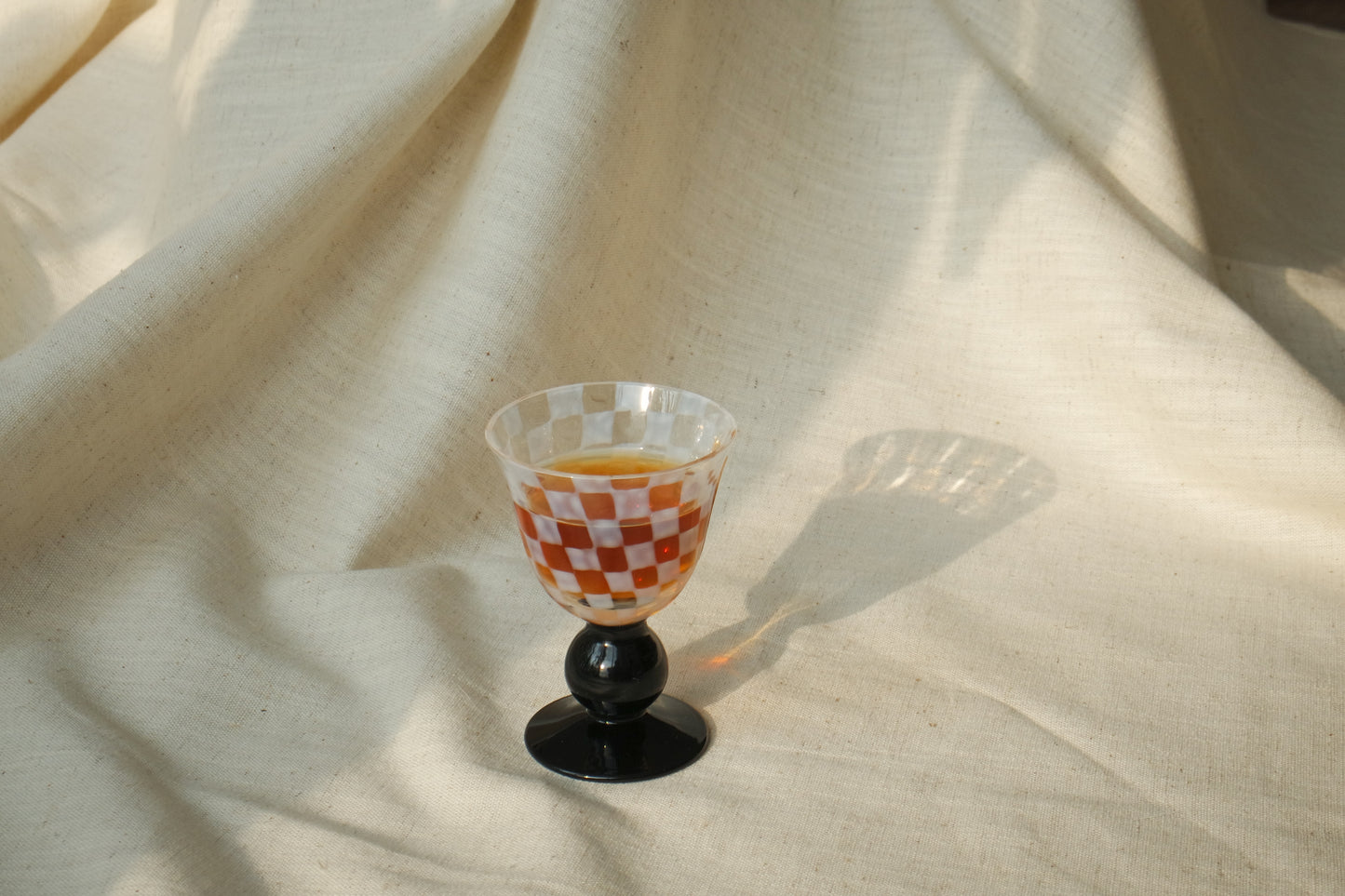 Hirota Glass Taisho Roman Checkered Tile Stemmed Glass Short